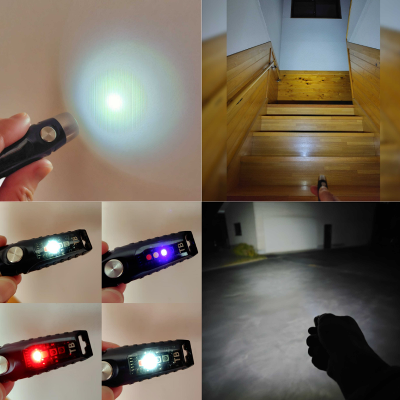メインライトによる夜間照射と複数のサイドライトモードを搭載した小型懐中電灯TorchBuddy