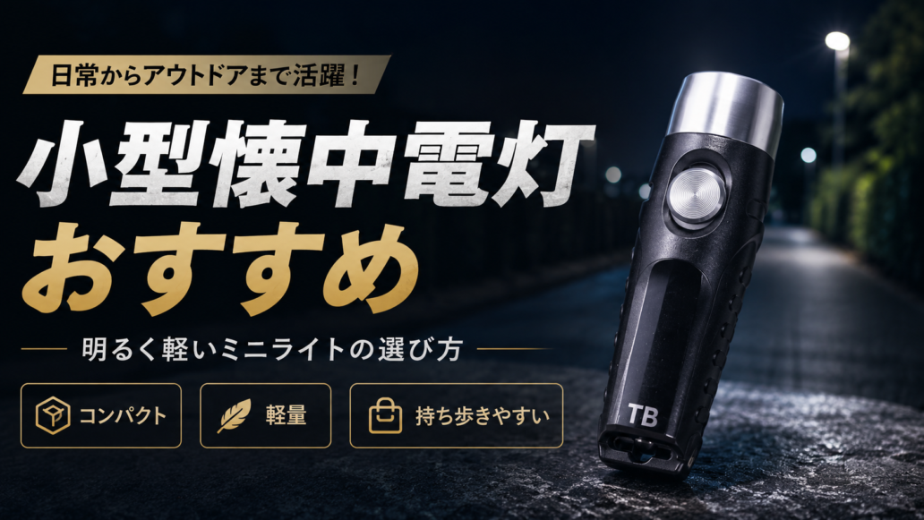 日常からアウトドアまで使える小型懐中電灯TorchBuddyと、明るく軽いミニライトの選び方を紹介する記事画像