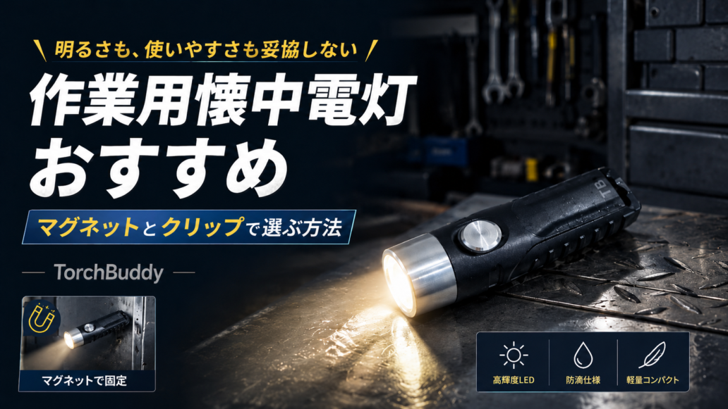作業用懐中電灯TorchBuddyのマグネット固定と選び方を紹介するアイキャッチ画像